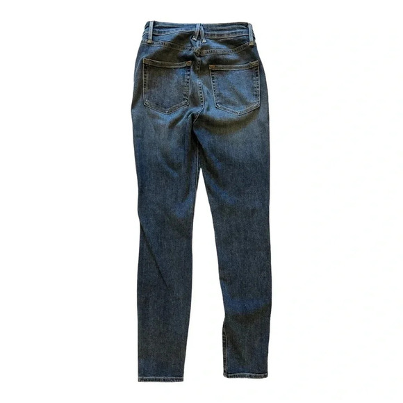 Good American Good Waist Split Hem Slim Fit High Rise Jeans, Size 0/25 Blue 118 - Picture 4 of 9
